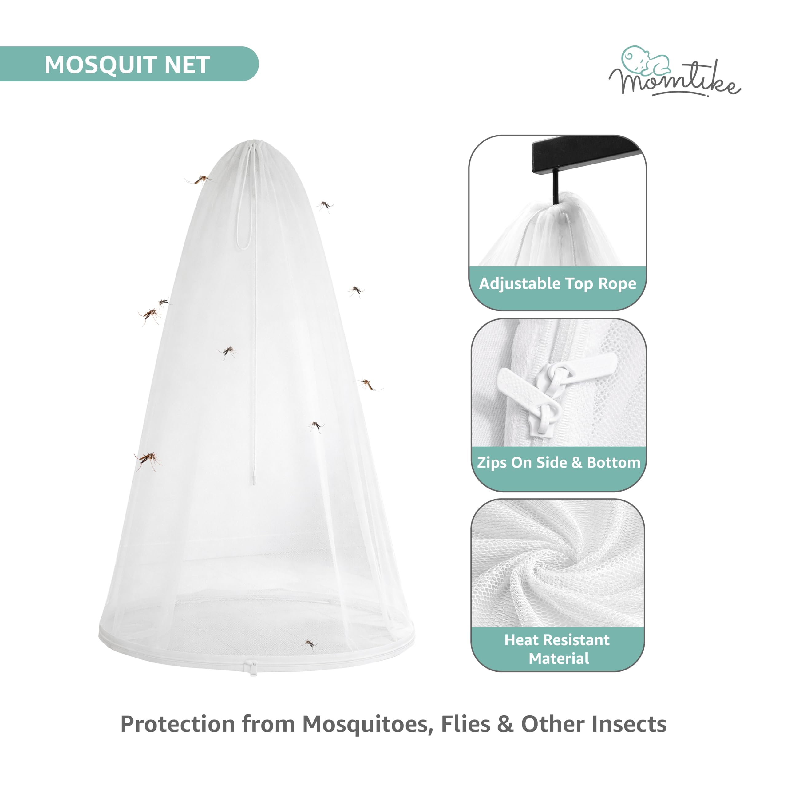 Momtike Baby Cradle̞, Foldable Window Hanger with Sliding Lock, Hanger Spring, Mosquito Net & Pad with Insert Pocket, Jhoola, Thottil, Joli, Jokali, Onjal (Pink) 4