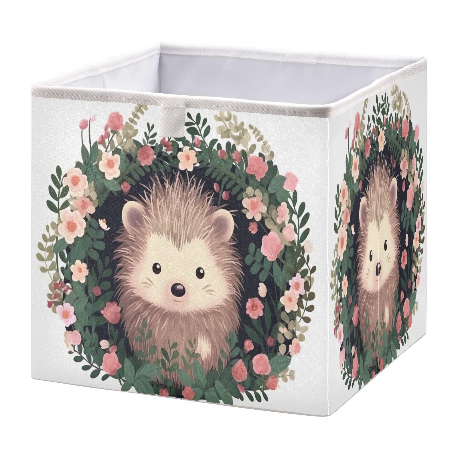 YETTASBIN Hedgehog Cube Storage Bin, Large Foldable Storage Basket Toy Clothes Organizer Bin for Shelf, Closet, Nursery, Bedroom, Office, Home Decor