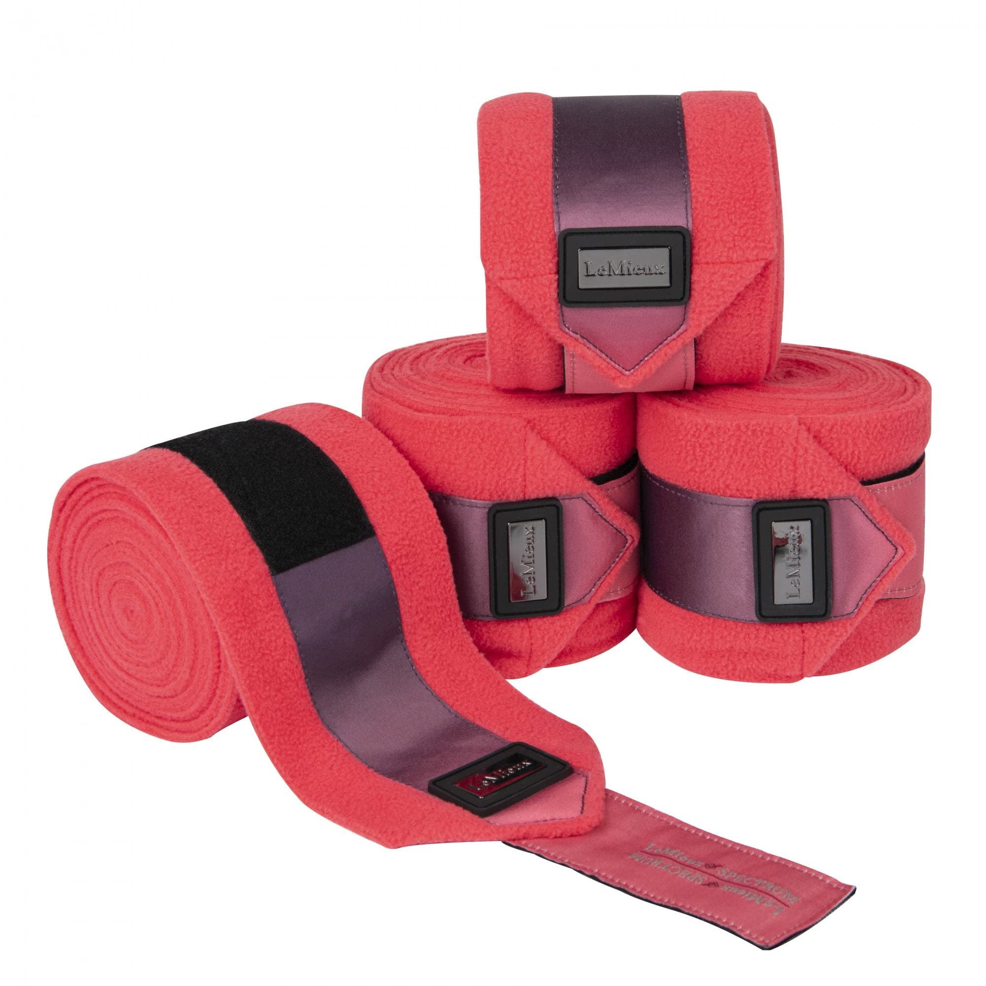Spectrum Polo Bandages in Papaya with Zipped Case - Satin End Detail - 3.8 m Long - Soft Fleece Protection Wraps - Pack of 4 - Large
