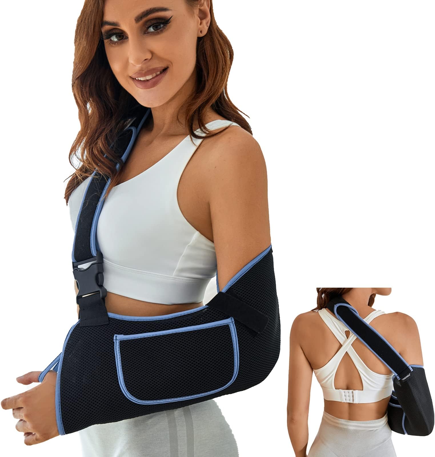 VISKONDA Arm Sling Shoulder Immobilizer - Rotator Cuff Support Brace - Comfortable Medical Sling for Shoulder Injury,Left and Right Arm,Men and Women,for Broken,Dislocated,Fracture,Strain (Small)