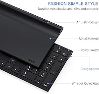 Vista 2 de Teclado y mouse inalámbricos, Vssoplor 2.4GHz recargables, combo compacto silencioso de tamaño completo con receptor Nano USB para Windows, laptop