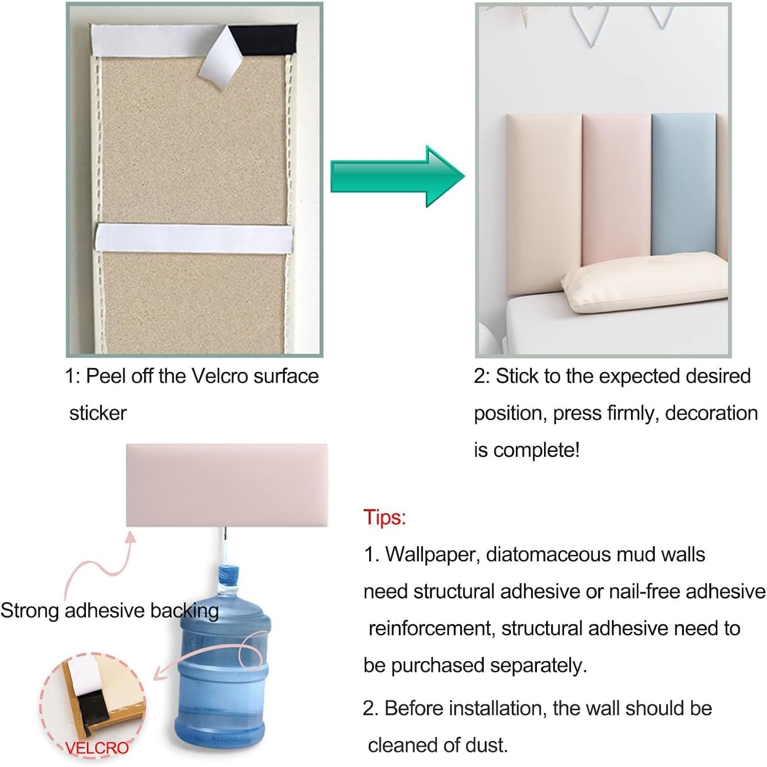 Tête De Lit Tapissée, Panneau Mural 3D Rembourré Anti-Collision, 3.5cm Épais Auto-Adhésive Tatami Tapis Mural for Complet, Queen Et Lit King (Color : E, Size : 200x50cm)