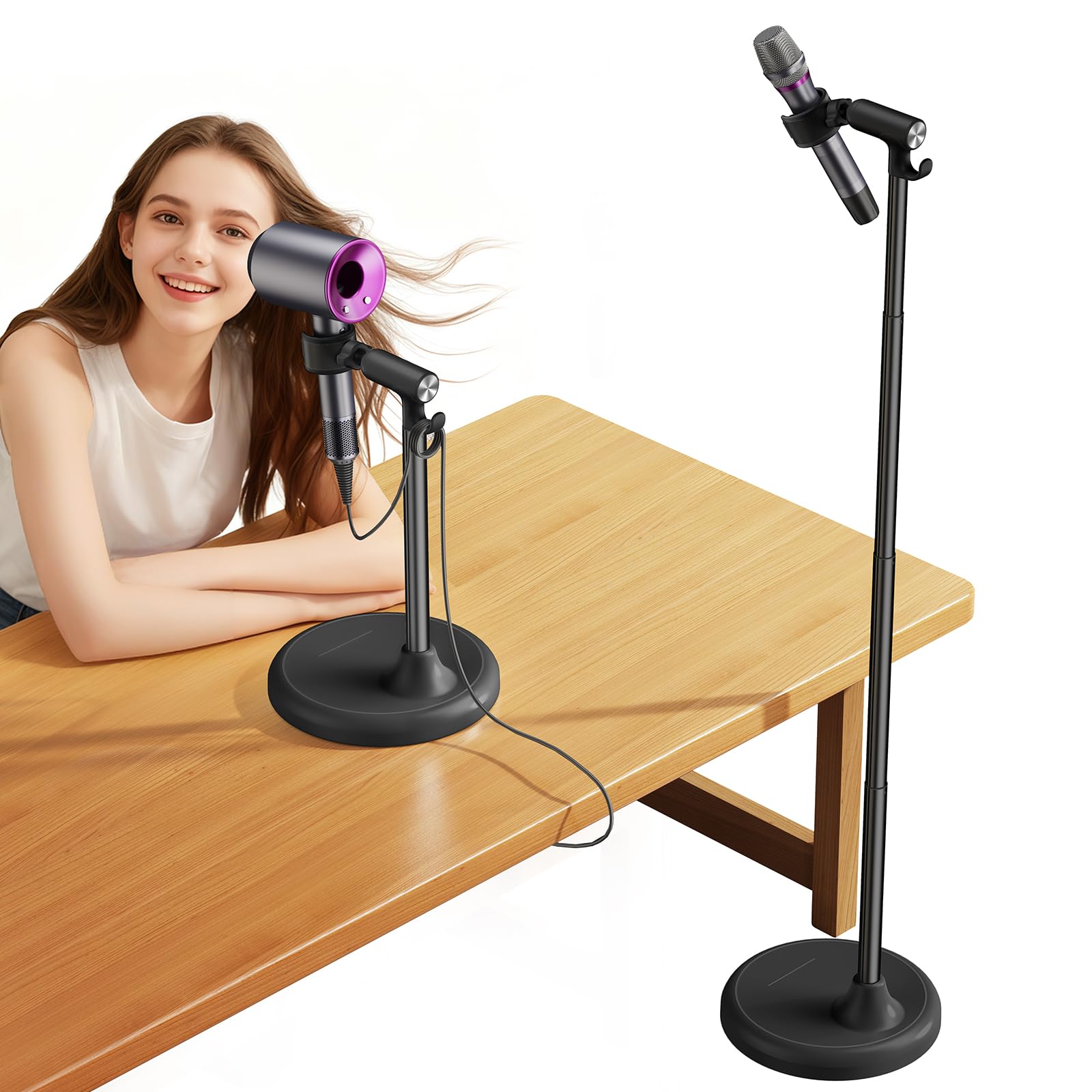 Hair Dryer Stand Holder Hands Free, 360° Blow Dryer Holder