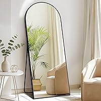 Vista 51 de DUMOS - Espejo arqueado de longitud completa con soporte de pie, marco de aluminio para dormitorio, para colgar o apoyar contra la pared, decoración