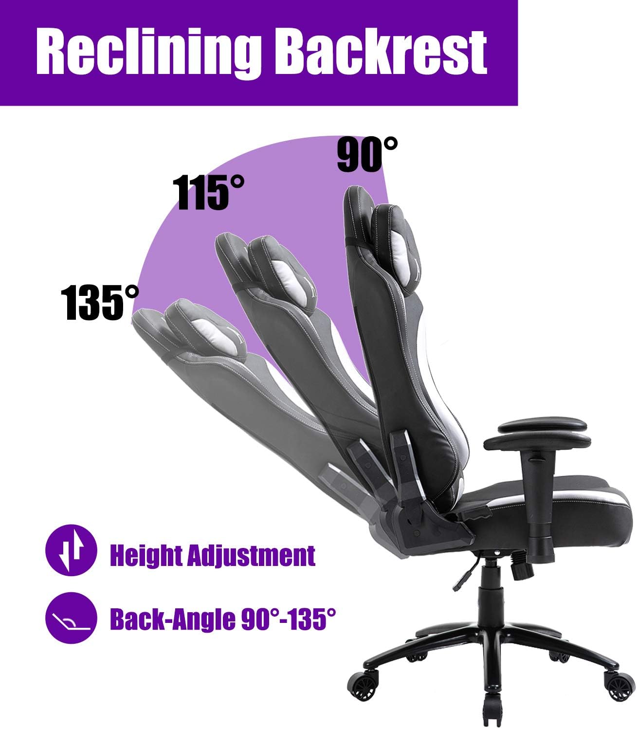 Tech Deals 🔥 Racing Style PU Leather Gaming Chair - Ergonomic Swivel Computer, Office or Gaming Chair Desk Chair HOT (PUR)