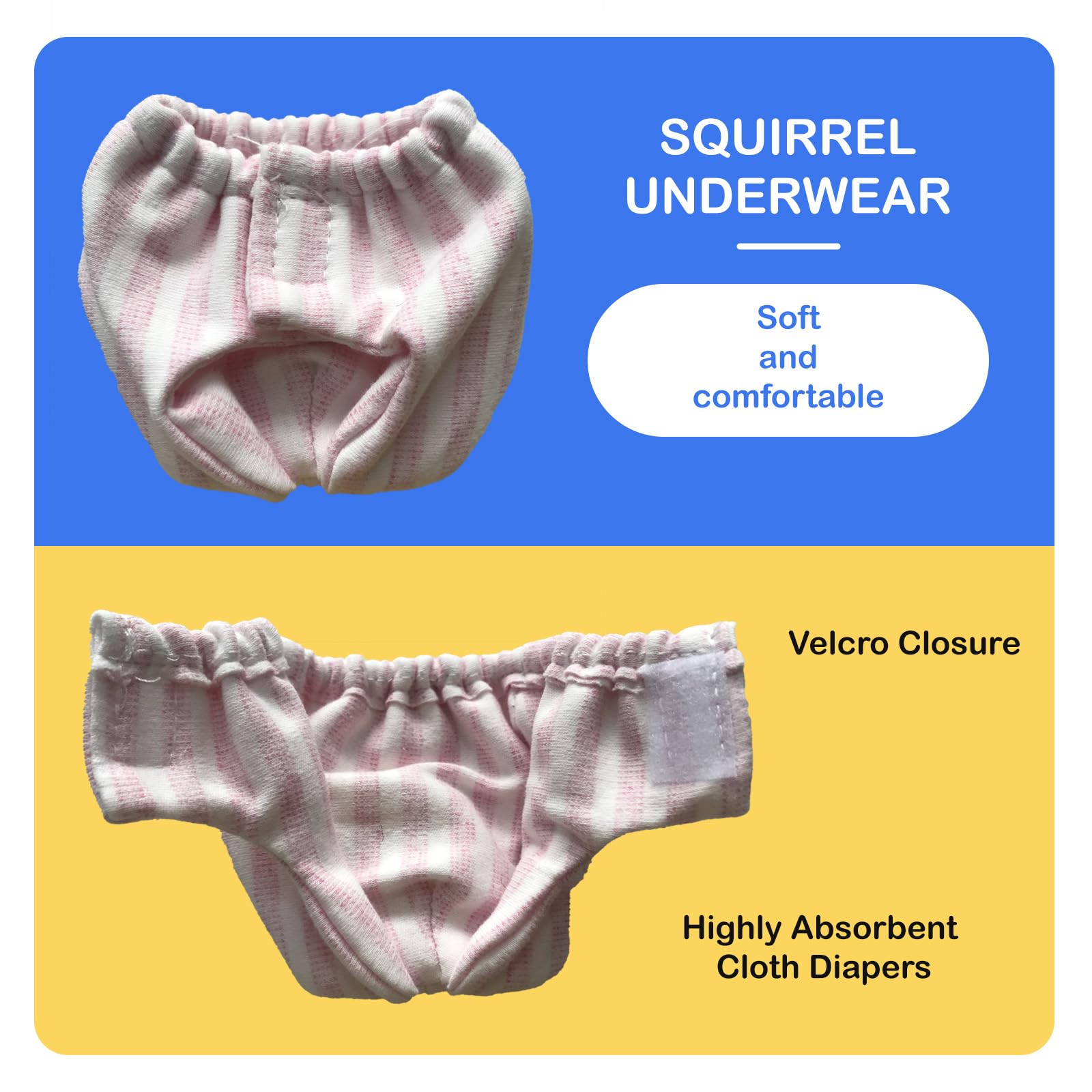 2PCS Small Pet Diapers,Adjustable Sugar Glider Diapers Climbing Diapers,Washable,Specially Designed for Use on Pet Squirrels Small Medium Guinea Pig (Pink Stripes - Image 3