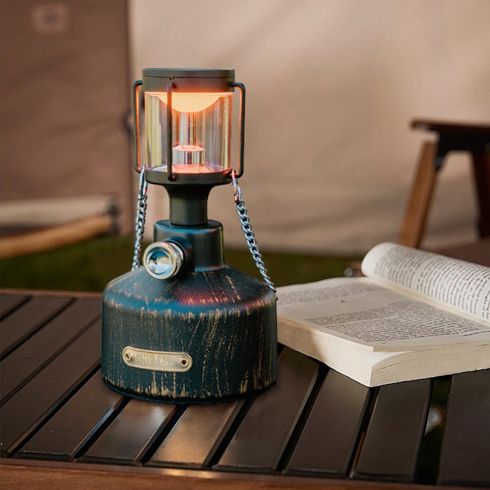 Luz de campamento de ambiente al aire libre | Lámpara de emergencia | Linterna LED vintage, durabilidad compacta, estilo retro, linterna LED de camping de 6 W, impermeable, sensor de soplado simulado, | Linterna LED vintage, durabilidad compacta, estilo r