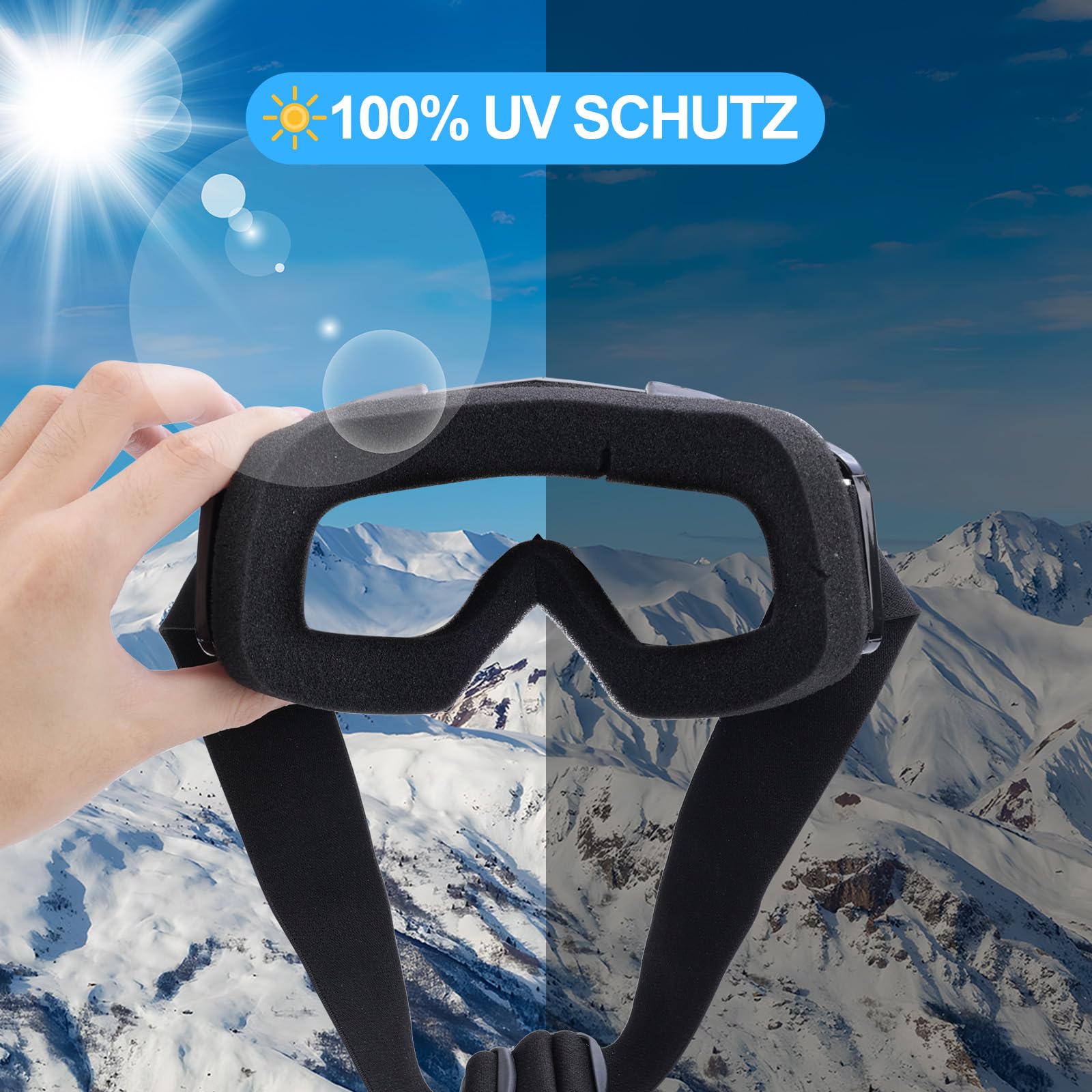 Lunette de Ski Anti-Buée UV Protection 100% Homme pour Ski Cyclisme Snowboard