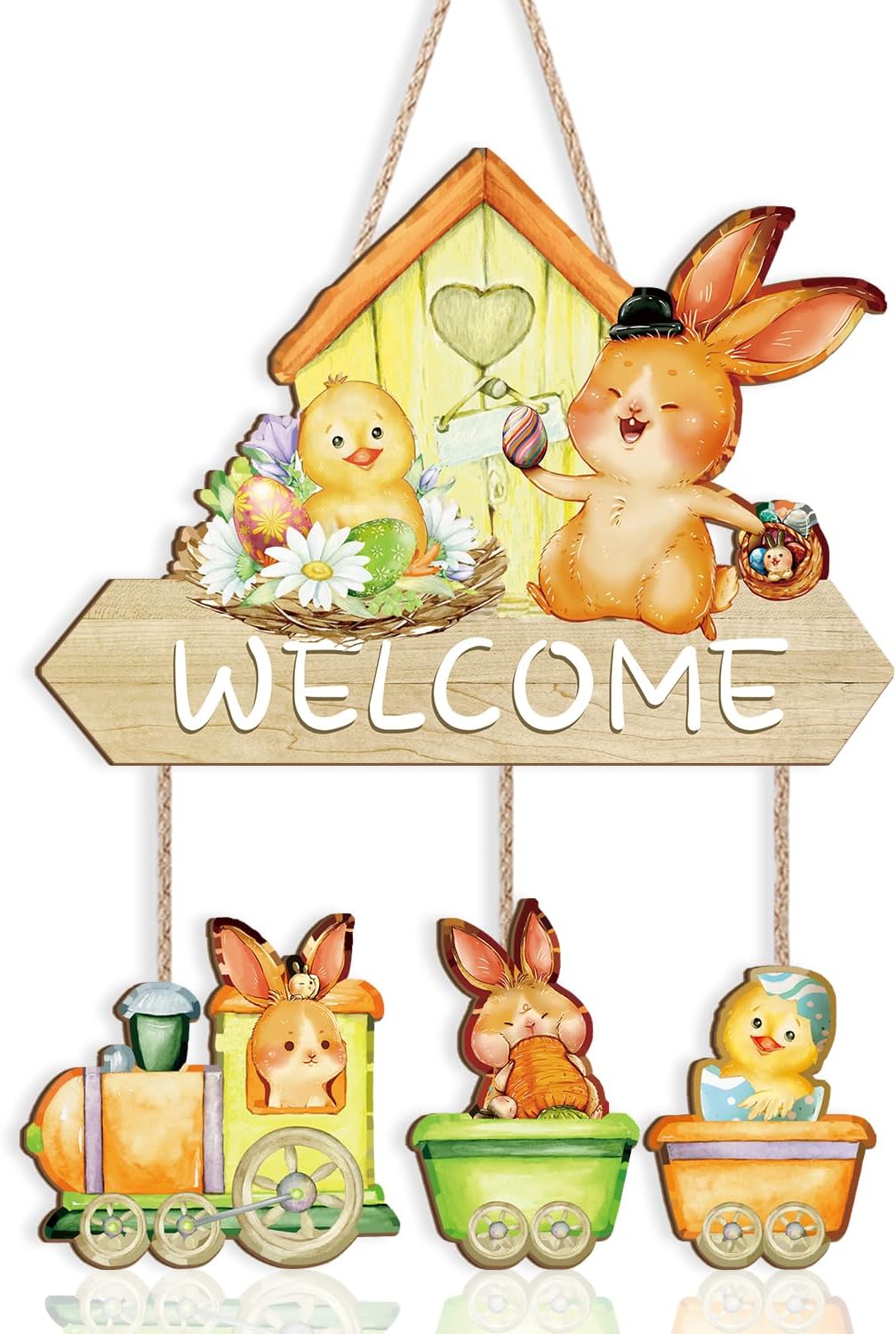 Easter Wall Signs Welcome Door Decoration Happy Easter Front Door Wall Decoration Welcome Sign Door Wreath Easter Cross Door Sign Spring Door Decoration Christian Spring Decoration Living Room Garden Decoration