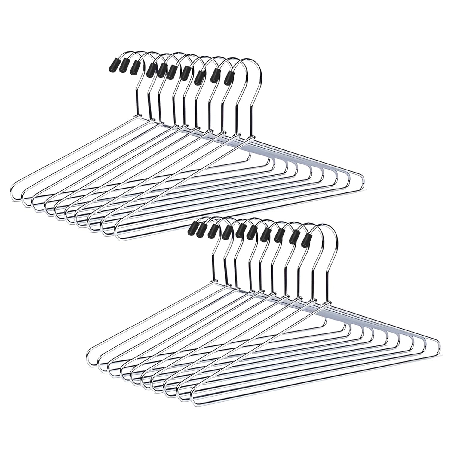 Heavy Duty Stainless Steel Clothes Hangers 15 inch – Non Slip, Space-Saving Wardrobe Organizers with 360° Rotating Hook for Suits, Sarees, Shirts, Pants & Non Slip Grooves Combo (12)