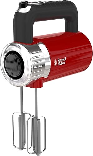 Russell Hobbs MX3100RDR - Mezclador de mano estilo retro 4 velocidades Turbo Boost color rojo