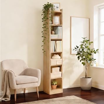 Green Soul Alba 7 Shelves Engineered Wood Book Shelf | Multipurpose Wooden Bookshelf for Home, Bedroom, Living Room, Study Room, Kids Room | Organizer | Storage | 3 Year Warranty (Oak)