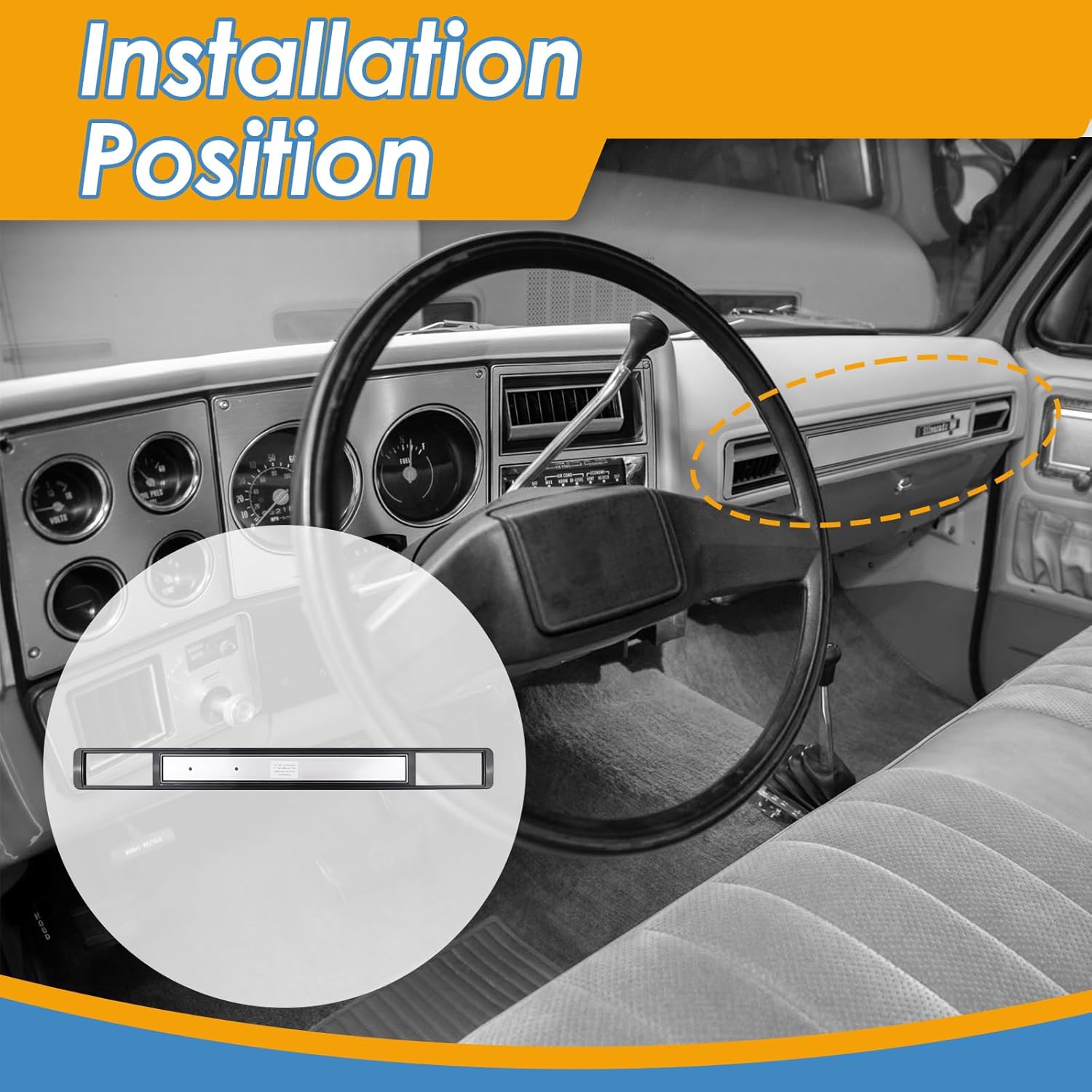 Dash AC Vent Plate Brushed Air Condition Cover, Compatible with 1973-1980 Chevrolet Gmc C10 Truck Blazer Sub