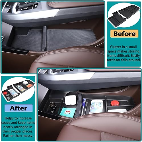 Miniatura 2 de Hudiriy Caja de almacenamiento para auto compatible con BMW X1 U11 2023 2024 Bandeja organizadora de consola inferior, caja de almacenamiento TPE