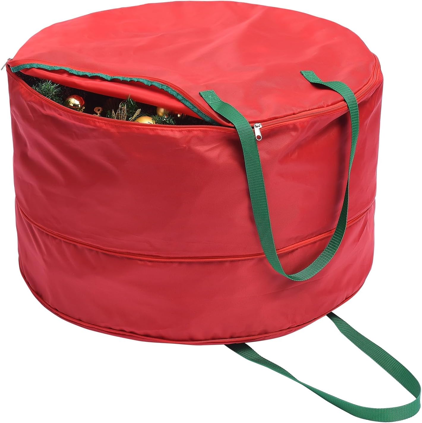 Wreath Storage Container,Christmas Hanging Wreath Storage Bag,Festive Wreath Storage Box with Dual Zippers and Handles for Xmas