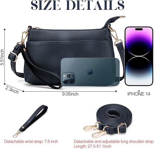 Miniatura 5 de Roulens Bolso cruzado pequeño para mujer, bolso de mano de cuero para mujer, carteras tipo cartera, bolsos de hombro