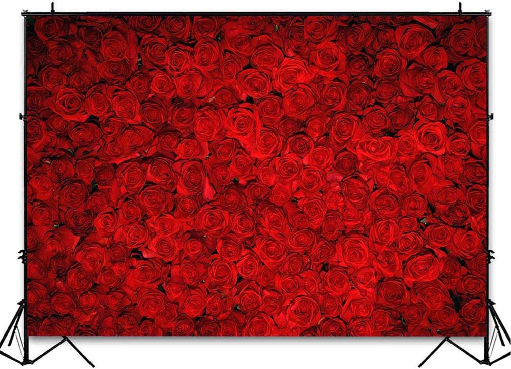 Avezano Red Rose Floral Wedding Photography Backdrop Valentine's Day Party Photo Backdrops Vinyl Cloth 14 February Background Photo Booth Props Pictures (7x5ft)