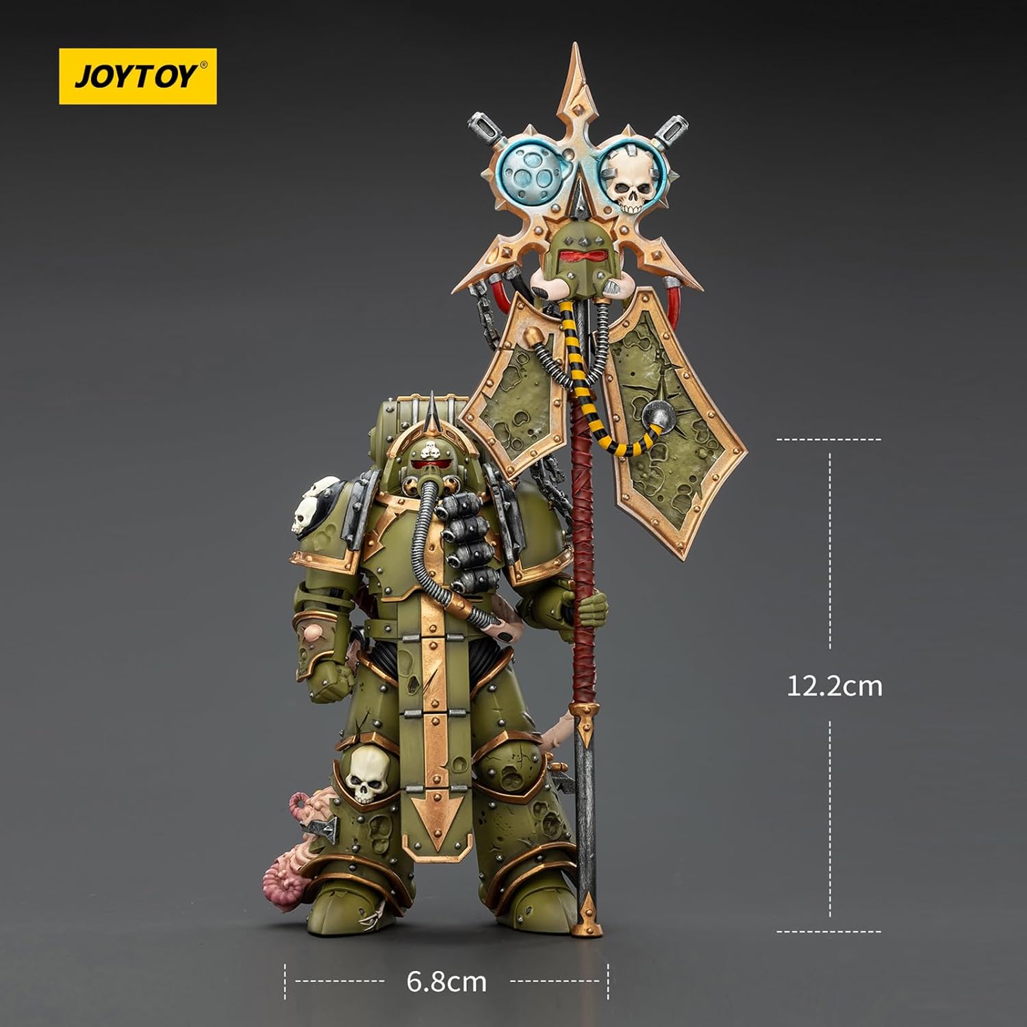 JOYTOY Warhammer 40k Death Guard Plague Marine Icon Bearer with Boltgun and Plague Knife 1/18 Action Figure Collect and Display Model