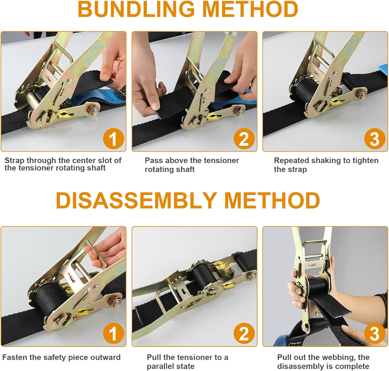 TLGREEN 4 Pack 2 in x 27 FT Flat Hook Ratchet Straps (11,000 lbs Break Strength), Heavy Duty Tie Down Straps for Trucks (Black)