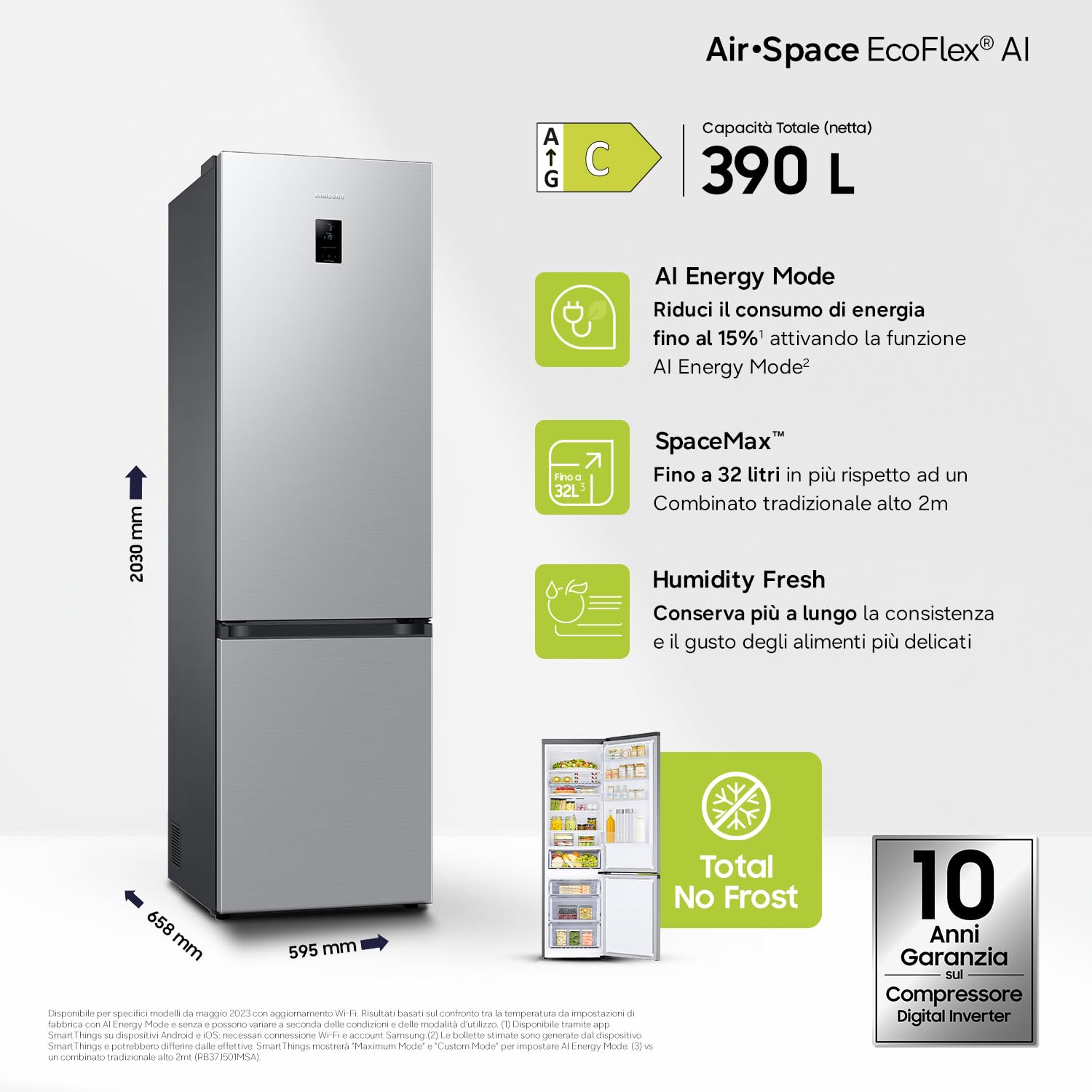 Refrigeratore EcoFlex AI RB38C6C 390 L WiFi Silver - Dettaglio