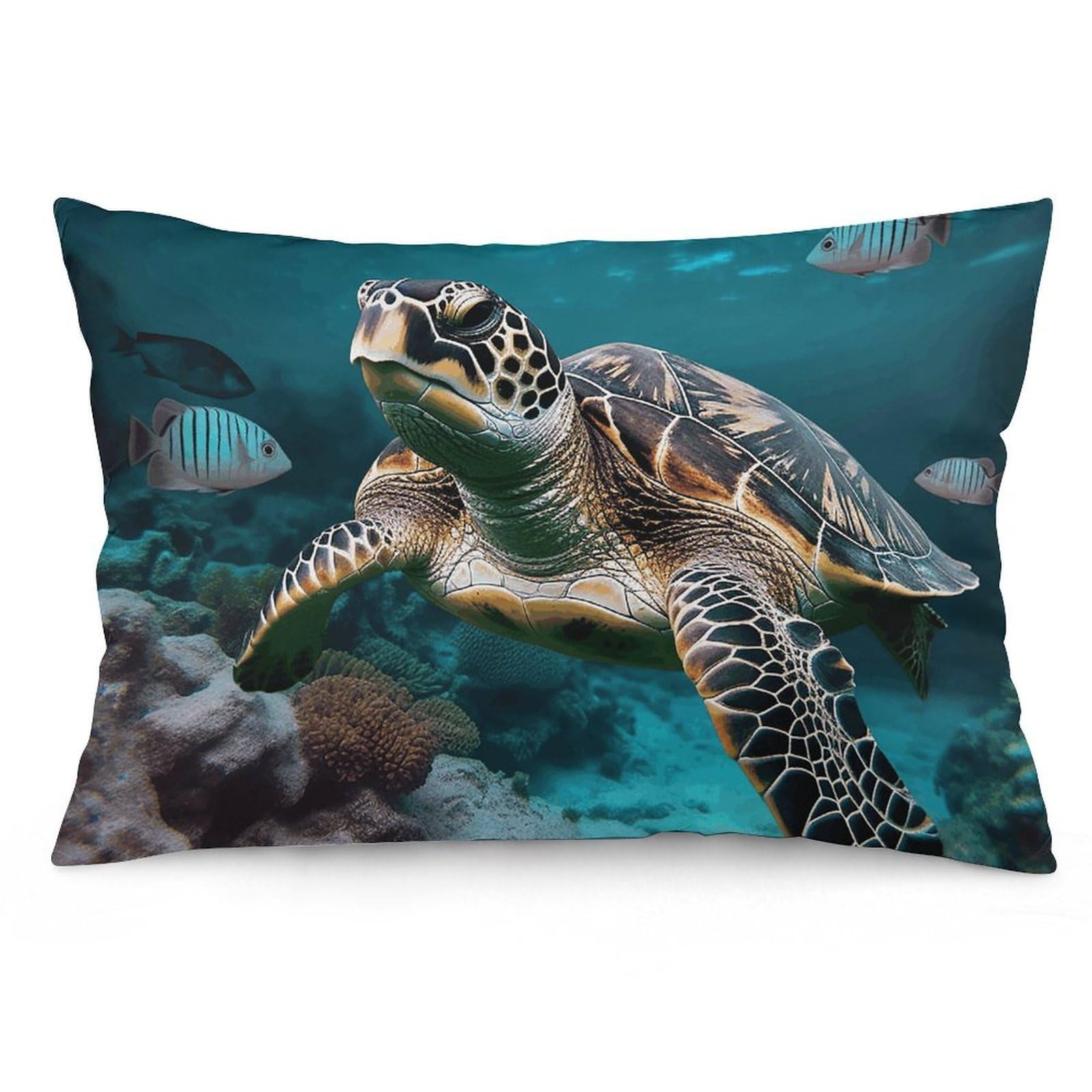 2 Pack Pillow Cases for Hair and Skin, Soft Breathable Pillow Case Covers with Hidden Zipper, Ocean Animal Turtle-1 Pillowcase 16 "x24 Pillow Covers for Sleeping Gift