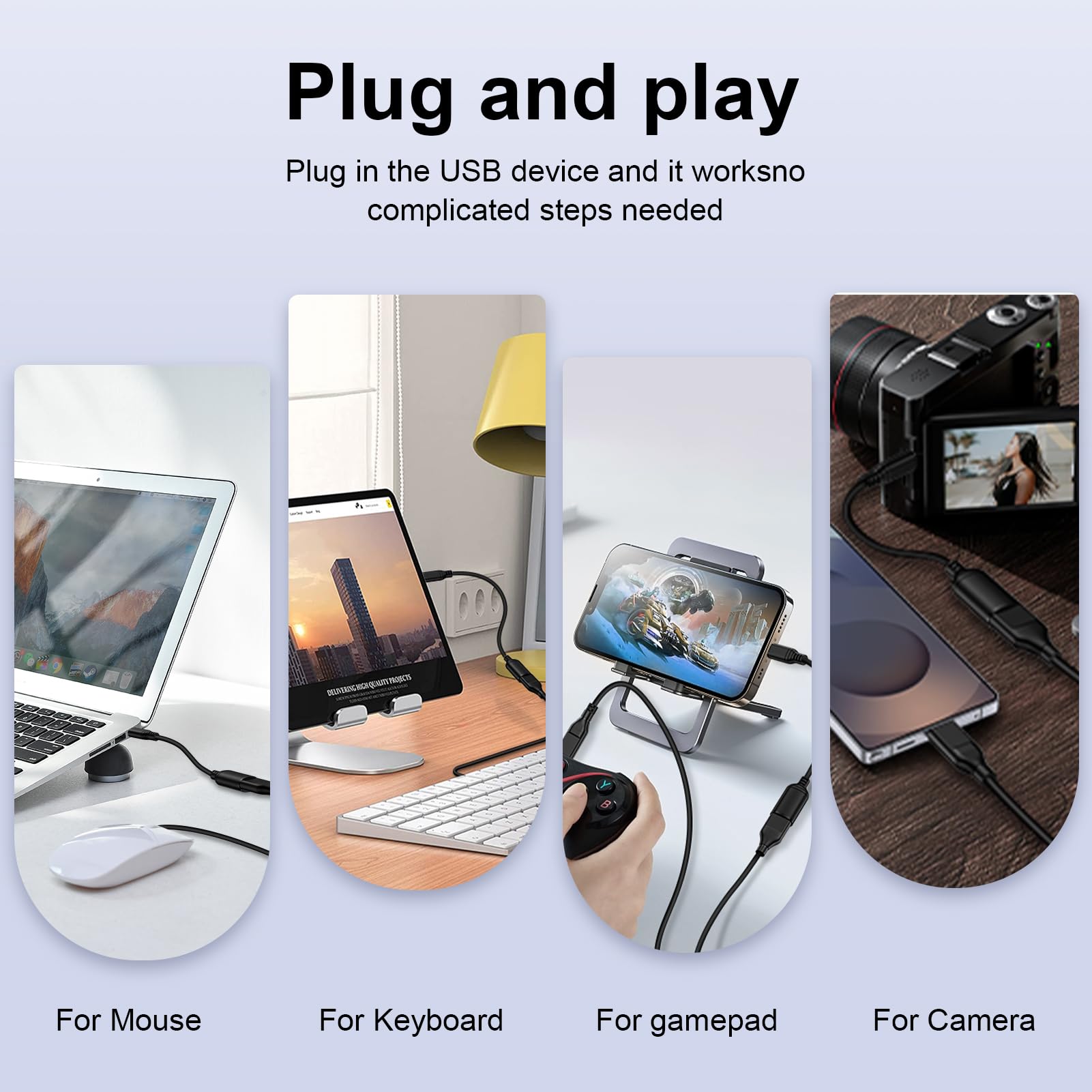 Adattatore da USB C a USB 3.0, adattatore USB C Android maschio a USB A femmina OTG On The Go cavo per Samsung Galaxy S25 Edge Ultra S24 S23 S22 S21 S20 A36, Google Pixel 9 8 7 Pro, Moto G 5G 2025
