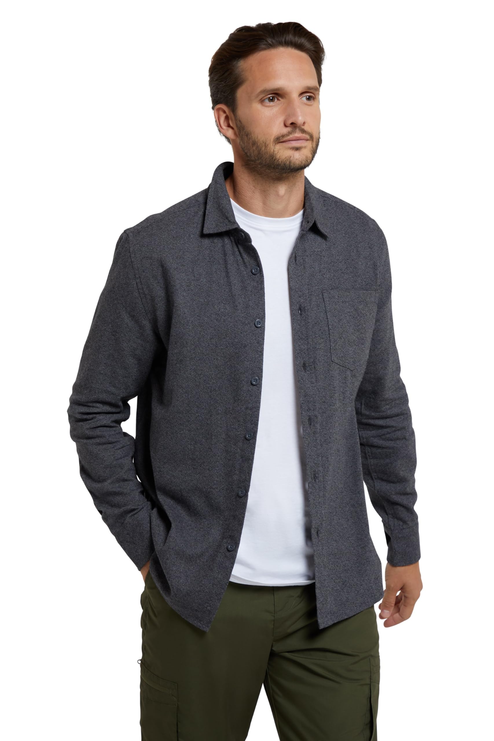 Mountain Warehouse Bamford Mens Cotton Melange Shirt Grey XS