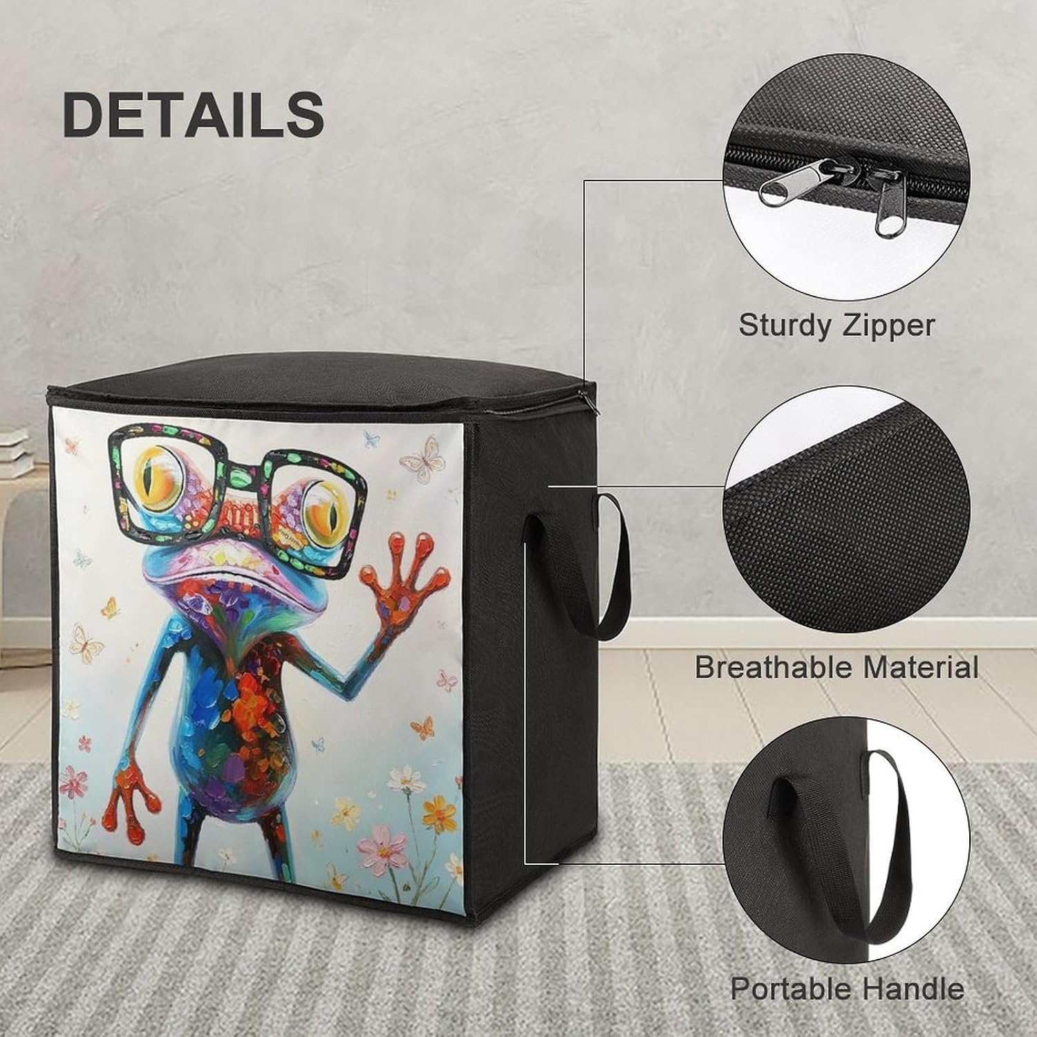 Happy Frog Comforter Storage Bag Moving Bag | Clothes Storage Bins-70L,Moving Bag With Dual Handles For Easy Carrying, Zipper Design Durability for Home,Bedroom,Closet