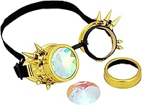 Vista 162 de Gafas de caleidoscopio retro con pinchos, gafas de cristal arcoíris steampunk estilo soldadura, gafas de cosplay punk