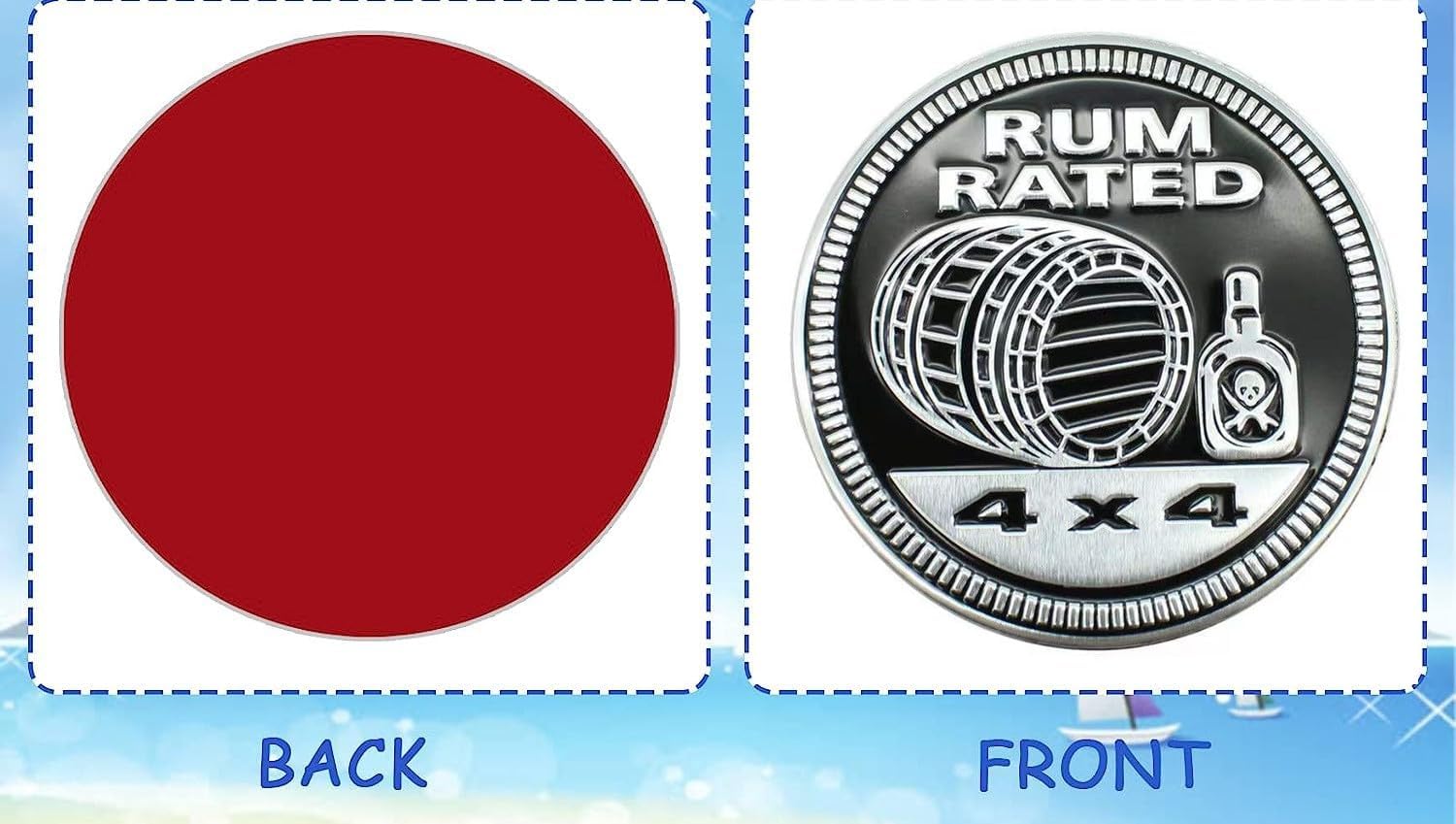 4 x 4 Metal Automotive Badge 3D Metal Emblems Round Emblem Decals Car Badge Decals Stickers Compatible with Jeep Wrangler Vehicles Trucks SUV (4x4RUM Rated) - Image 2