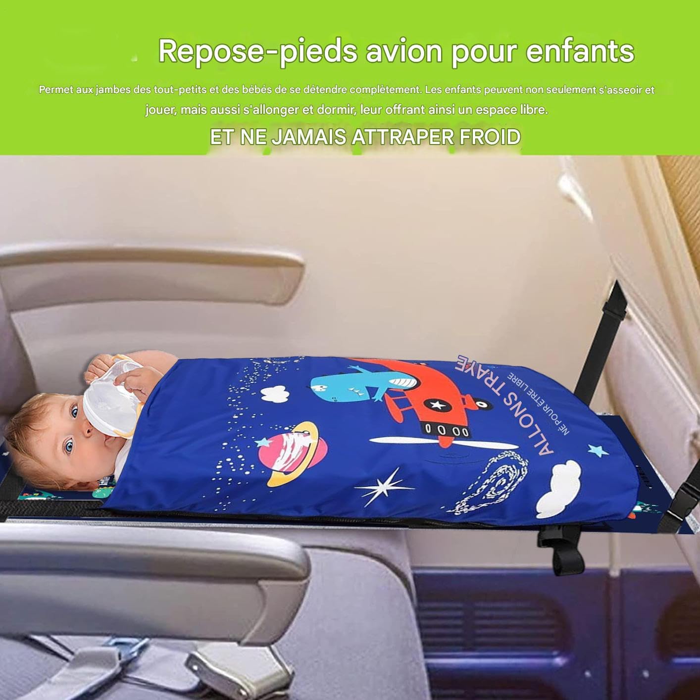 Manolyee Lit Bébé Avion | Lit de Voyage Appui-Pieds pour Tout-Petits | Hamac Bébé Pliable Doux pour Avion Train Croisière Camping Vacances Voyage Extérieur