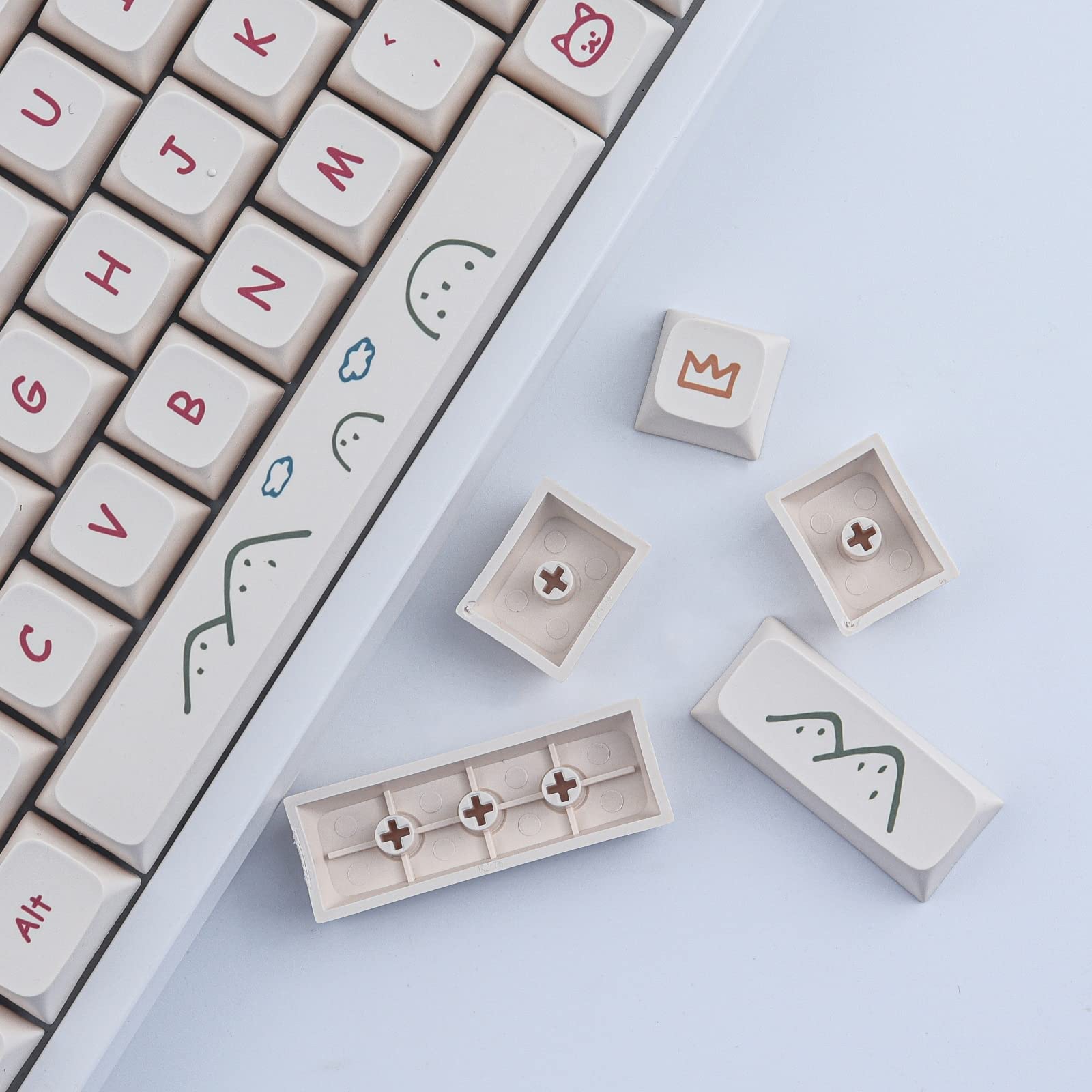 Set Di Keycaps PBT XDA 128 Tasti - Profilo Piatto Per Tastiere Meccaniche Cherry MX (Bianco Inglese) - Foto 10