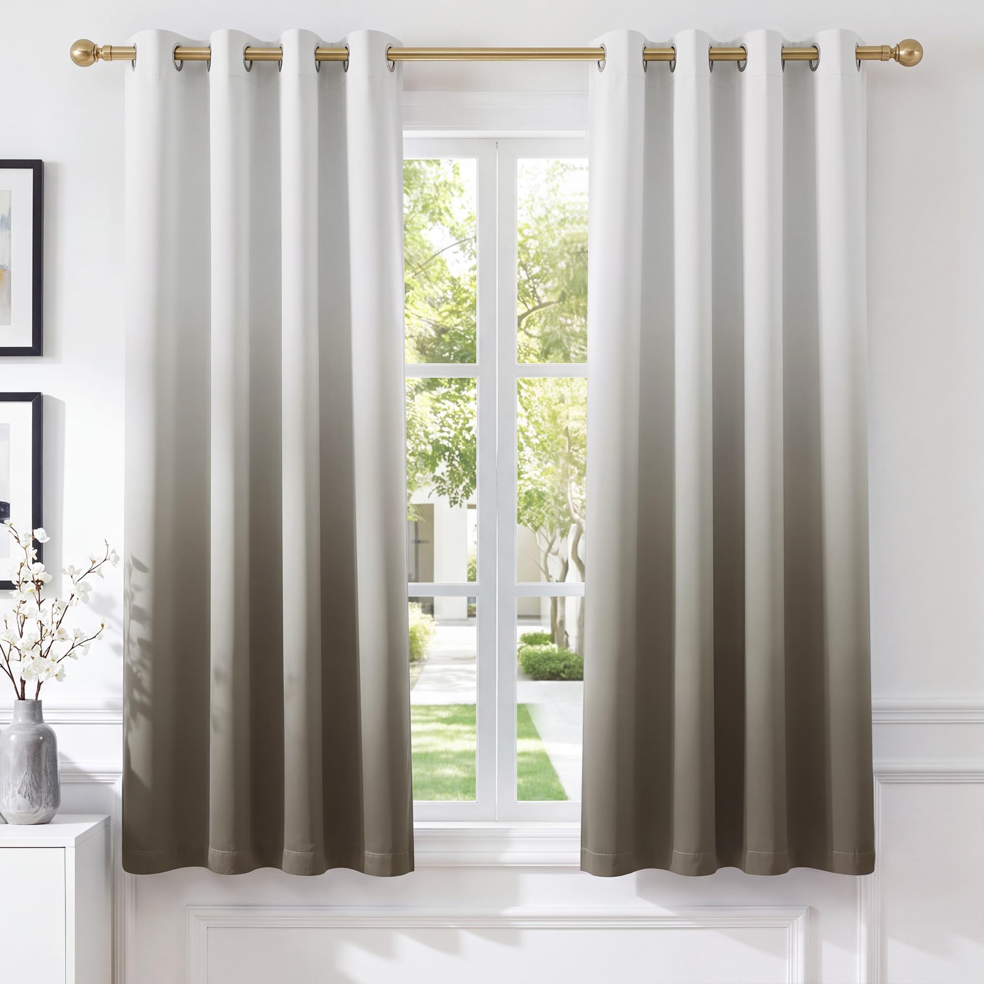 PONY DANCE Blackout Curtains for Bedroom, Greige Gradient, 46 x 54 Inch โ image 1