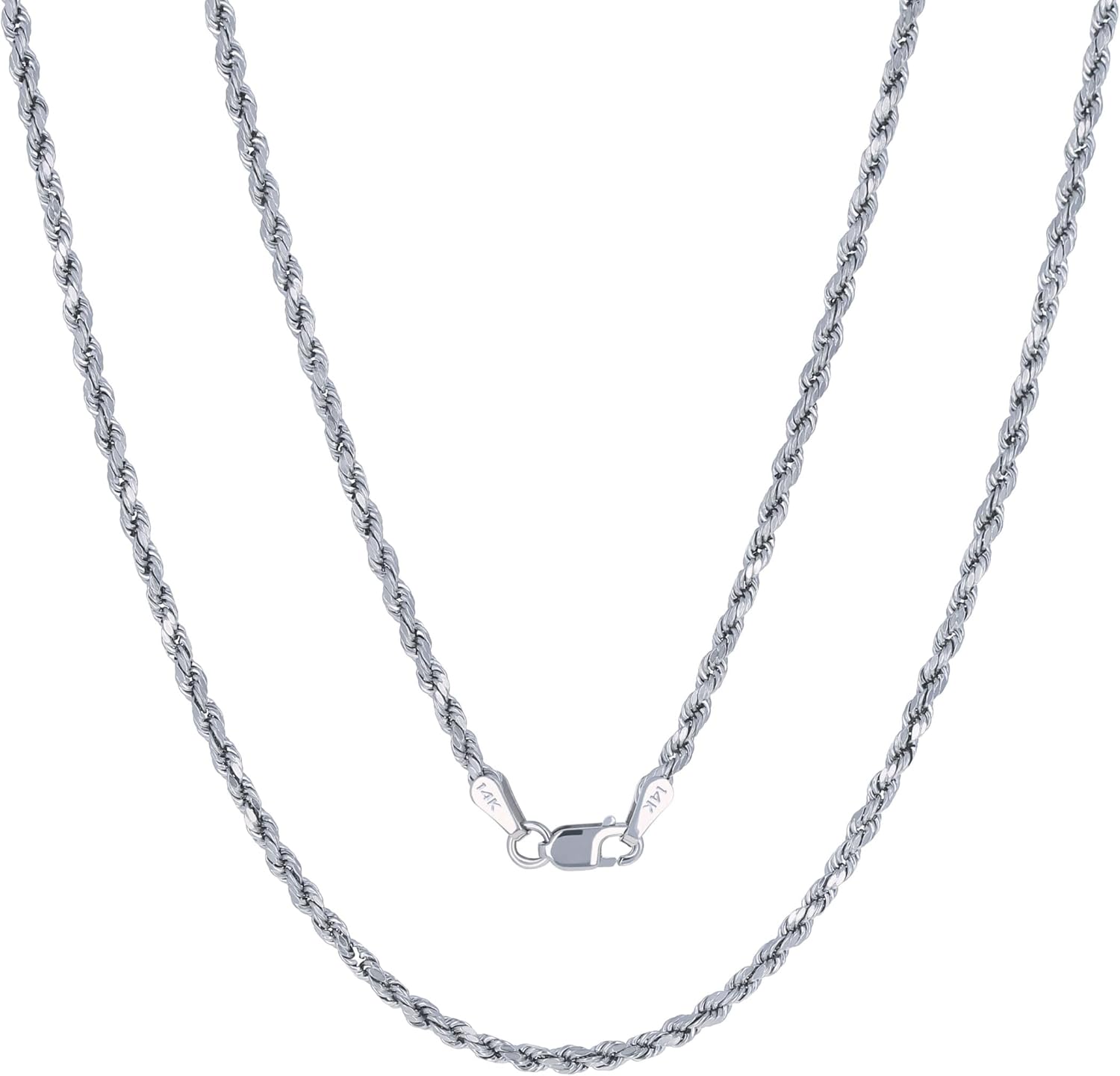 Nuragold 14k Real White Gold 2mm Rope Chain Diamond Jamaica Ubuy