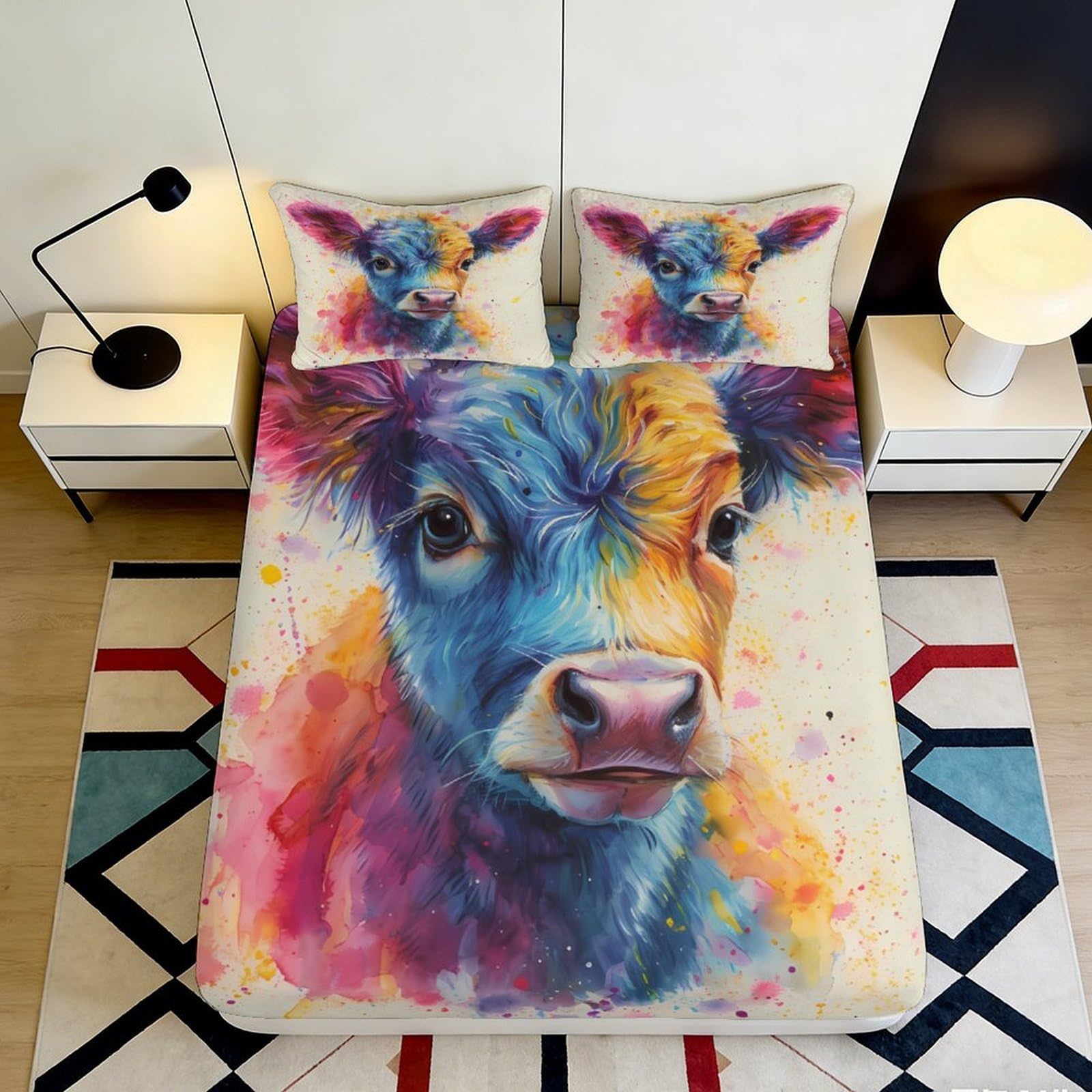 3D Printed Winter Village Fitted Sheet Microfiber Deep Pocket Non-Slip Cozy Bedding Set Winter Scene Mattress Fitted Cover 180x200x25cm