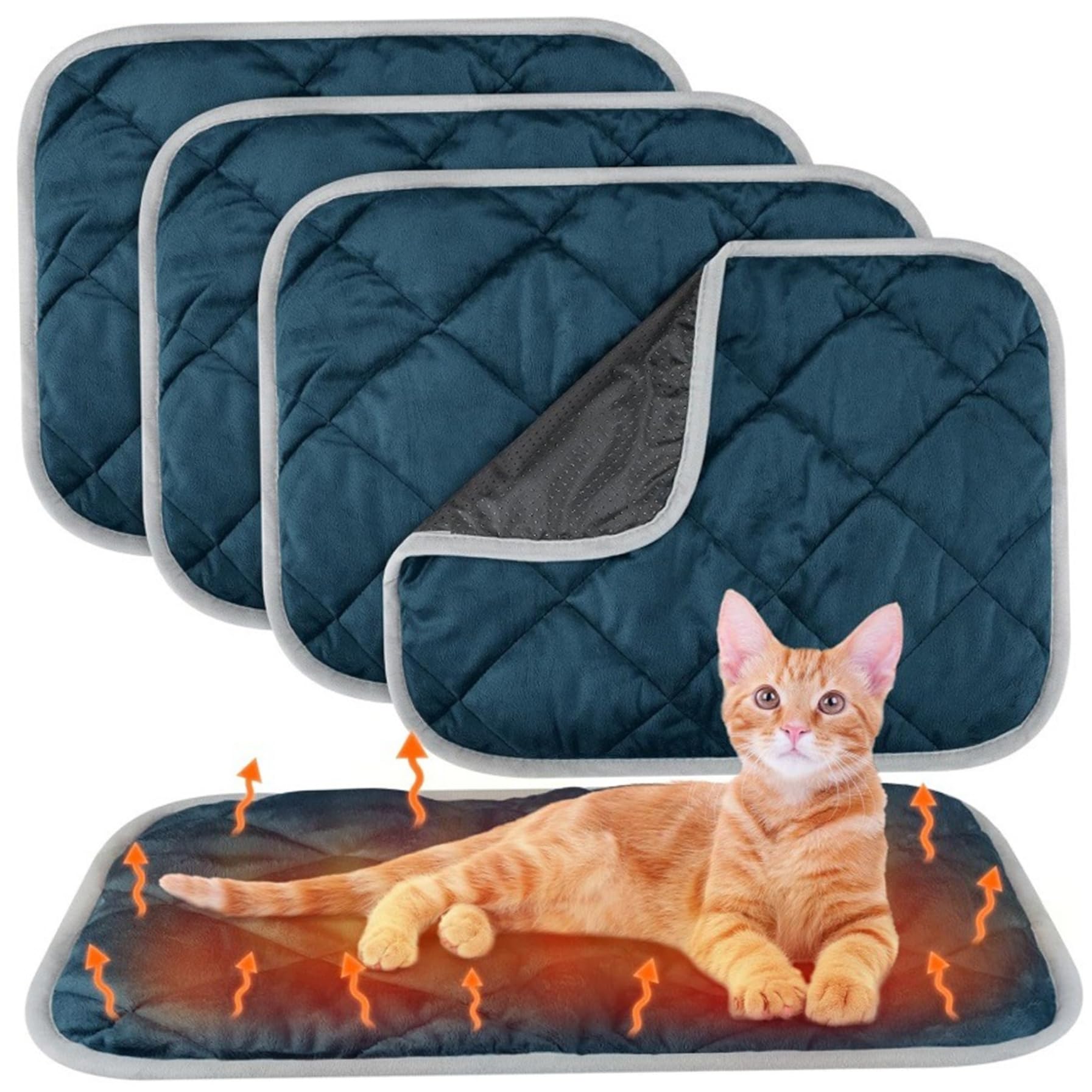 Tapis de chat auto-chauffant pour isoler du froid du sol | Lot de 4 doux bleus