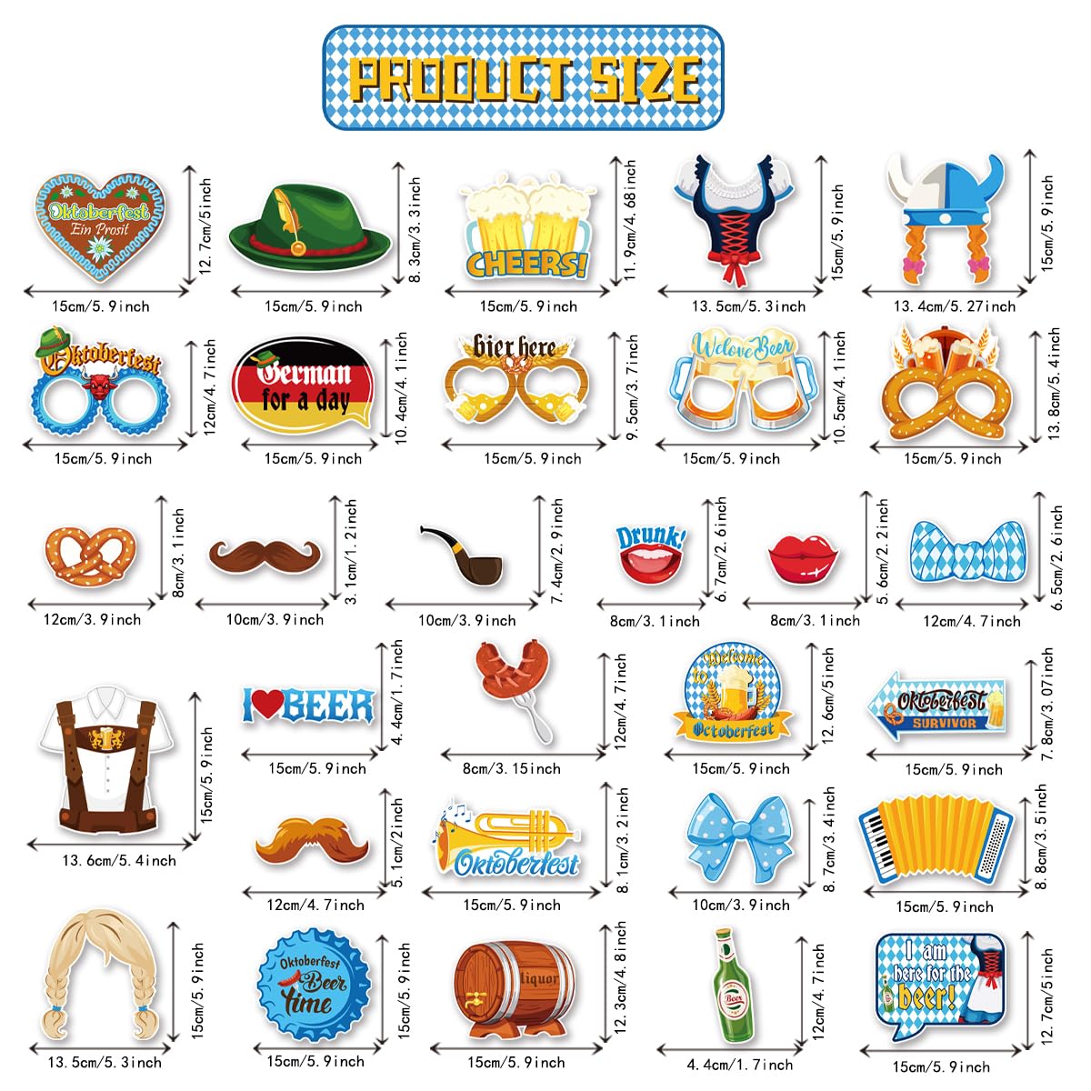 Oktoberfest Photo Booth Props, 30 PCS Beer Parties Photo Props Accessories - Image 2