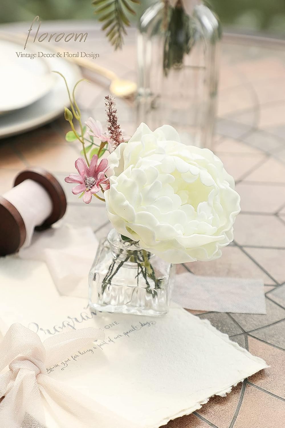 Floroom Artificial Flowers 16pcs 4" Ivory Blooming Peonies Real Looking Foam Fake Peony with Stems for DIY Wedding Bouquets Bridal Shower Centerpieces Floral Arrangements Party Tables Home Decorations - Image 4