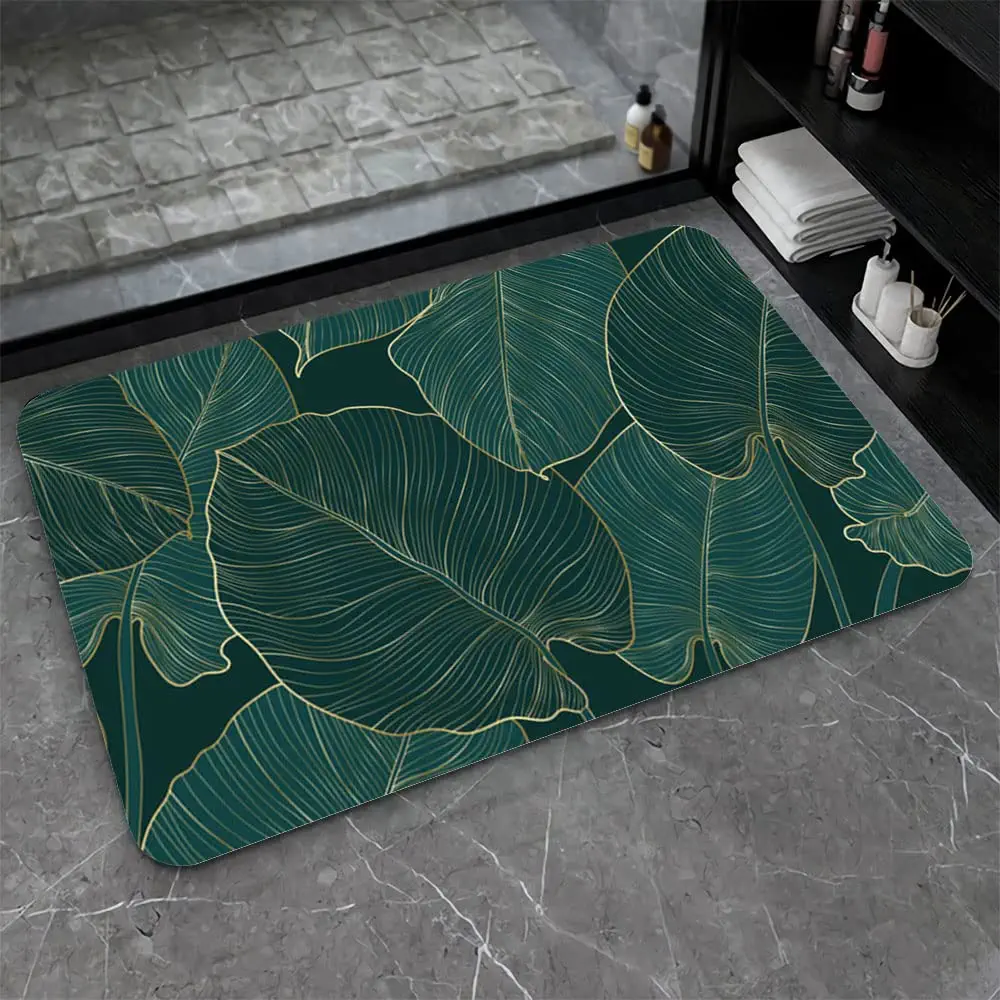 ZHUZHISHAN Diatomaceous Earth Bath Mat,The Leaves Non-Slip Volume Super Absorbent Fast Drying for Bathroom Kitchen Door mat,Eco-Friendly Easy to Clean 17×27.5Inch (43 * 70cm)