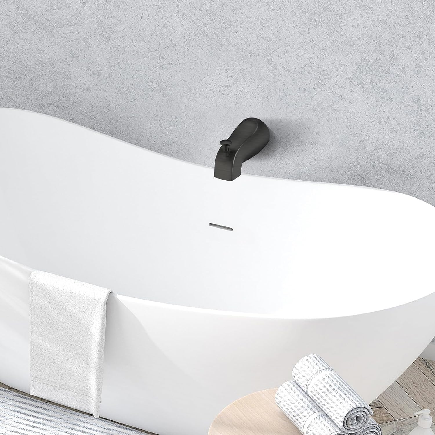 Oil Rubbed Bronze Tub Spout with Diverter, Slip-On 5 Inch Bathtub Faucet Replacement, Easy Install Shower Diverter Spout for Bathroom