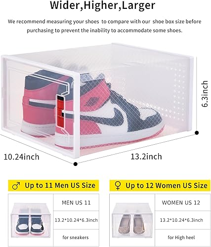 Miniatura 2 de Cajas de almacenamiento de zapatos transparentes de plástico tamaño XL, apilables, paquete de 12 unidades, para zapatos de tamaño 11, zapatero y
