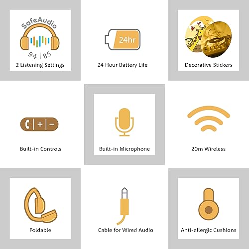 Miniatura 10 de BuddyPhones POP Fun  Auriculares plegables Bluetooth para niños + micrófono, funciona con cable o inalámbrico, limitación de volumen SafeAudio para