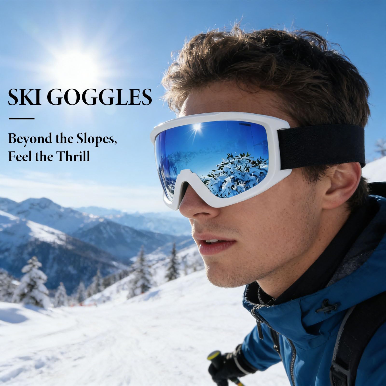 Napzy Gogle narciarskie dla dorosłych - UV400 przeciwmgielne gogle snowboardowe OTG dla mężczyzn i kobiet sprzęt narciarski jazda na nartach wycieczka obowiązkowa