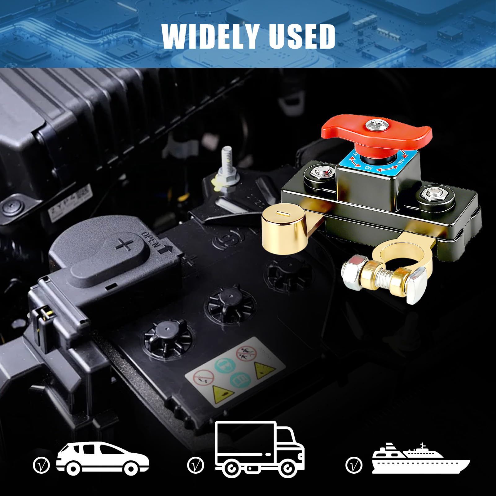 Car Battery Isolator Switch 12v-24v Pure Copper Car Battery Power Cut-Off Switches Breaker Car Battery Disconnection Switch for Cars Truck RV Marine and Boat, Anti-Theft & Power Failure Protection (1) — view 4