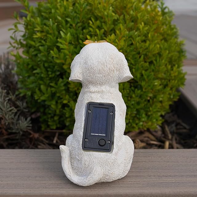 Foto 7 de 8 de Festive Lights - Perro con efecto de piedra solar de 20 cm con luz conmemorativa de mariposa, LED blanco…