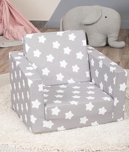 Miniatura 7 de Delsit Silla para niños pequeños y sofá de bebé, sofá individual de espuma abierta 2 en 1 de fabricación europea, silla plegable para bebé, tumbona