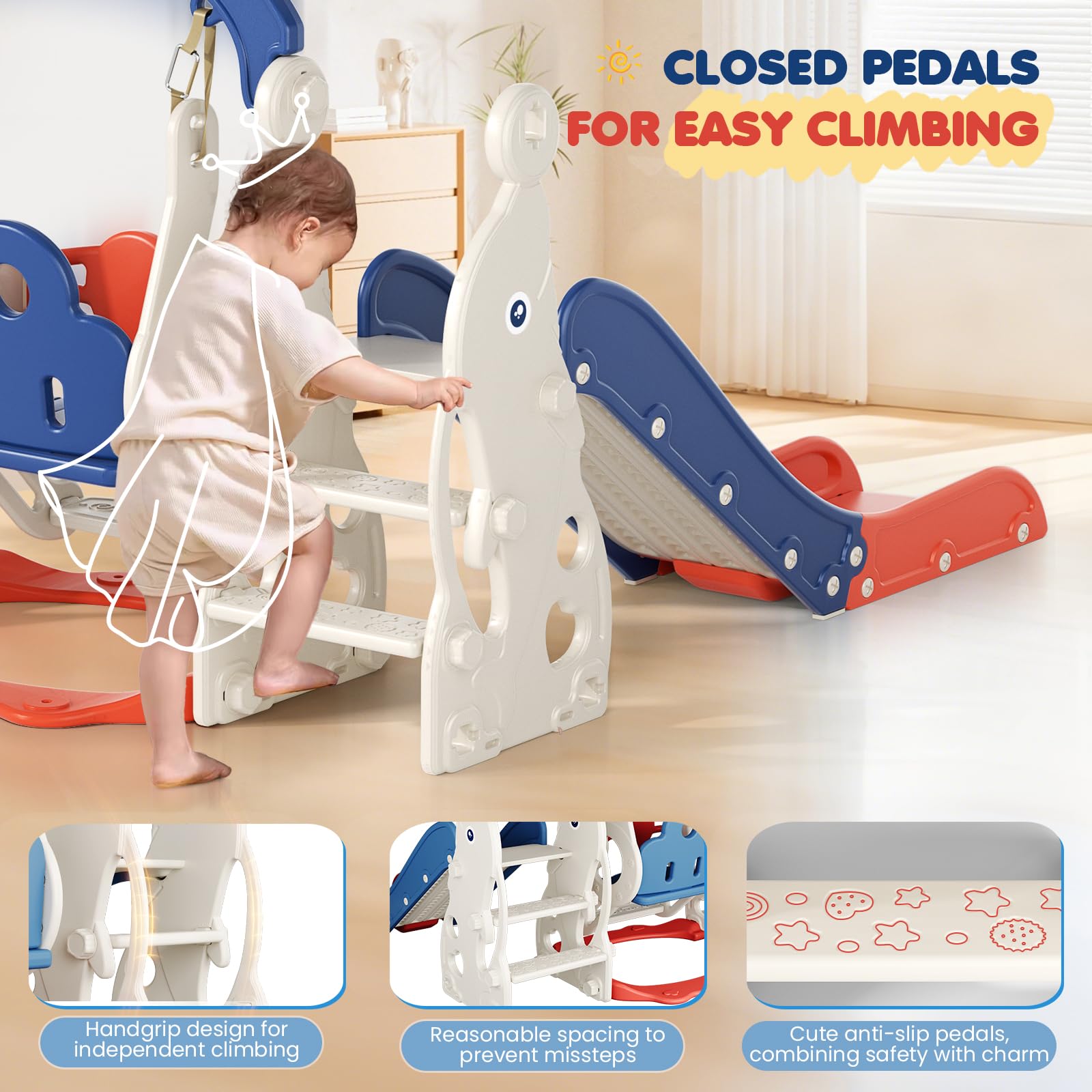 Toboggan 6 En 1 Pour Tout-Petits, Toboggan Intérieur Et Extérieur Pour