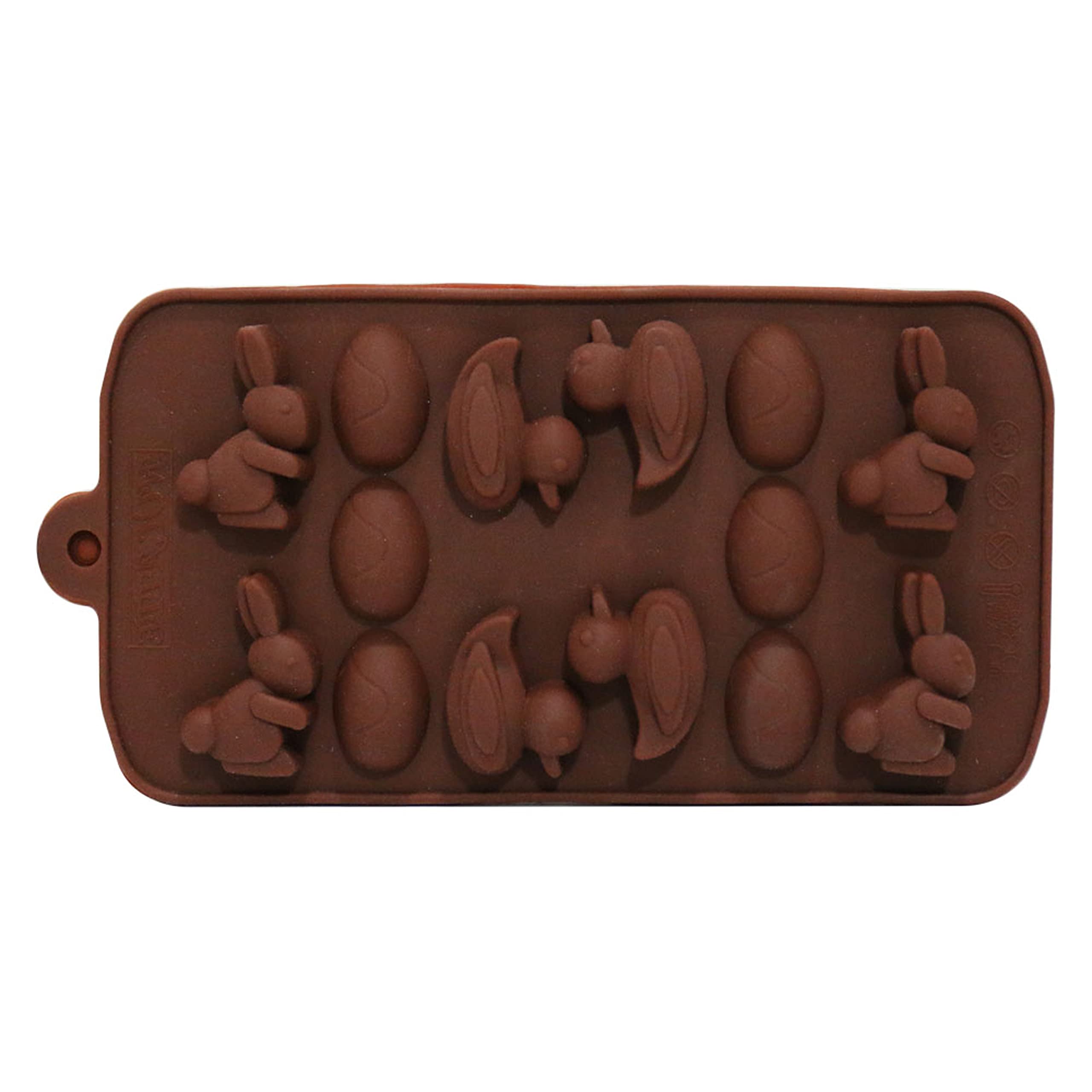 Robelli Multicoloured Small Chocolate Eggs, Bunnies & Ducks Silicone Bakeware Mould