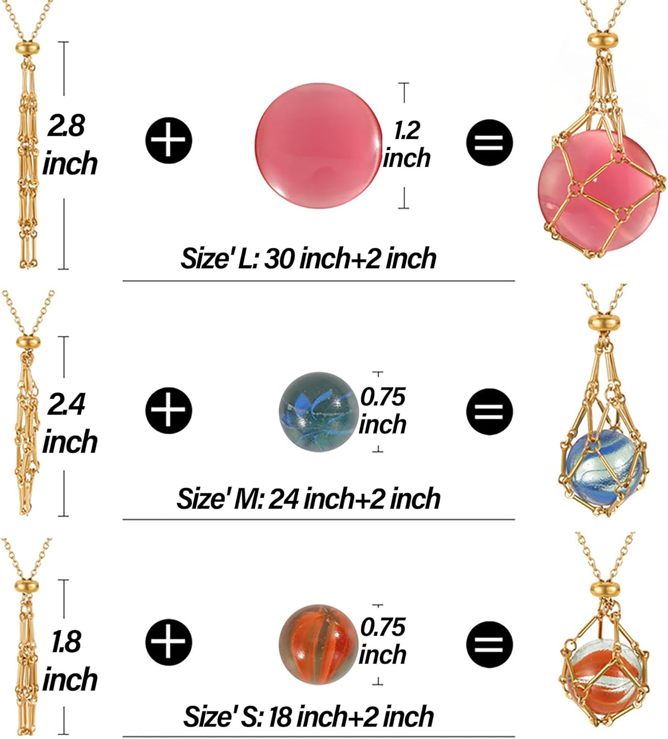 3PCS Crystal Holder Necklaces Stainless Steel Cage for Stone Adjustable Natural Crystal Cage Necklace Holder Necklace Quartz Natural Gemstone Jewelry for Women Men - Image 2