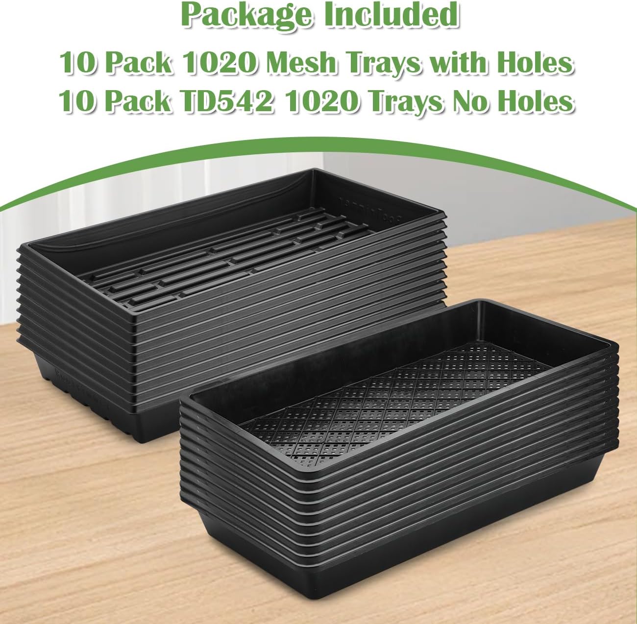 10 Pack 1020 Trays and 10 Pack 1020 Mesh Bootom Trays, 20'' x 10'', Heavy Duty Propagation Flats for Microgreens, Seed Starting, Soil Blocks, Hydroponics & Wheatgrass (10 Sets) - Image 9